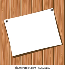 Paper on a wooden wall. Vector