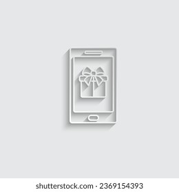 paper online gift delibery vector mobile phone with gift concept icon  smart device