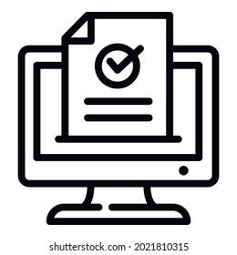 Paper online vote icon. Outline Paper online vote vector icon for web design isolated on white background