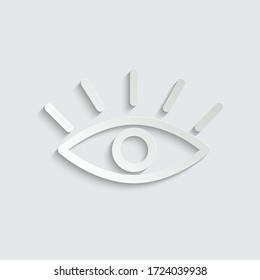 paper open eye icon, view icon. eye retina scan symbol. Recognition and authentication icon. Black vector
