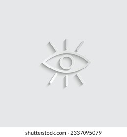 paper open eye icon, view icon. eye retina scan symbol. Recognition and authentication icon. Black vector
