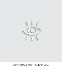 paper open eye icon, view icon. eye retina scan symbol. Recognition and authentication icon. Black vector