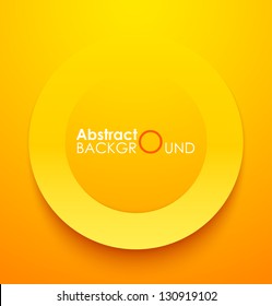 Paper orange circle banner with drop shadows. Vector illustration