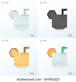 paper orange juice icon set 4 styles