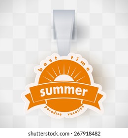 Paper orange lure on a transparent background with celluloid stand. Vector illustration