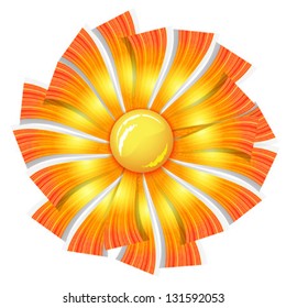 paper orange summer sun, isolated on white background vector