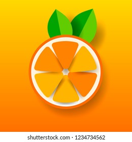 Paper orange vector illustration on orange background. Vector icon.