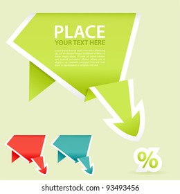 Paper Origami Arrow Downward, element for design, vector illustration