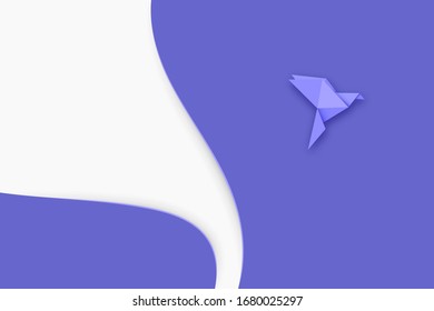 Paper origami bird with business success and leadership concept landing page background.