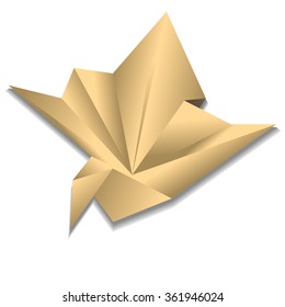 Paper origami bird. Company logo on delivery. Icon message