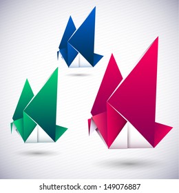 Paper origami bird symbolic vector illustration. element for your design