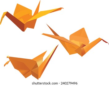 Paper Origami Cranes - Vector