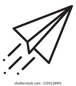 A paper origami done for plane to offer quick message icon 