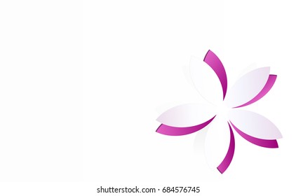 Paper origami flower on white background.  Greeting card with paper flower.