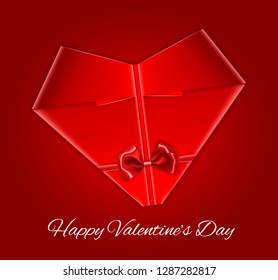 Paper origami heart on a red background. Valentine's day background. EPS10 vector