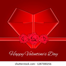Paper origami heart on a red background. Valentine's day background. EPS10 vector