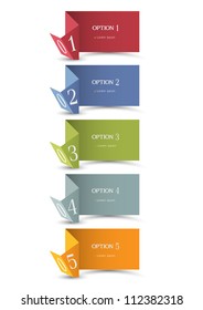 Paper origami numbered banners .Vector design template