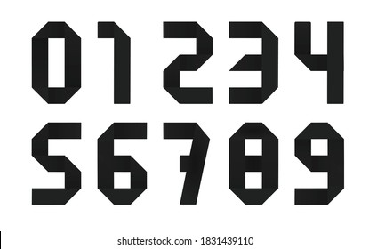 Paper origami numbers. vector illustration