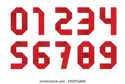 Paper origami numbers. vector illustration