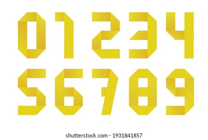 Paper origami numbers. vector illustration