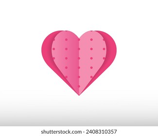 Paper origami pastel love symbol. paper heart on white background. 