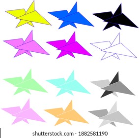 Paper origami plane with colors