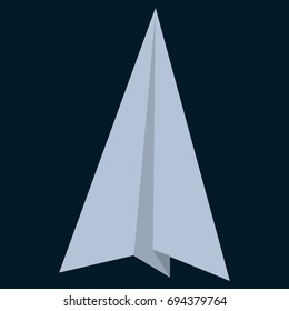 Paper origami plane flat icon, vector sign, colorful pictogram isolated on black. Symbol, logo illustration. Flat style design