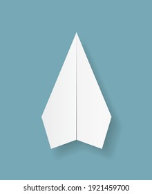 paper origami plane icon on blue background