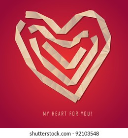 Paper origami ribbons heart