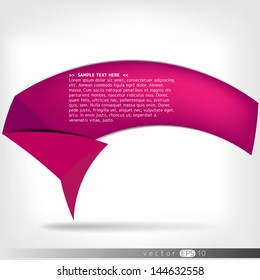 Paper origami speech bubble. Colored blank for text
