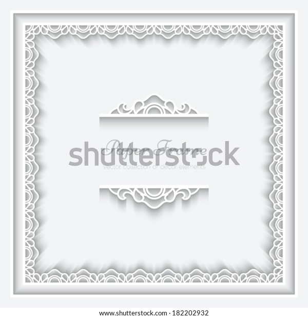 Paper ornamental lace frame on white background,\
vector eps10