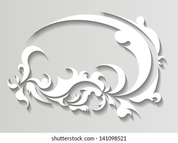 Paper oval frame in cut of paper style