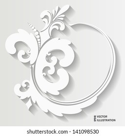 Paper oval frame in cut of paper style