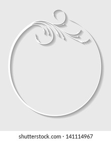 Paper oval frame in cut of paper style