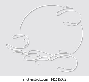 Paper oval frame in cut of paper style