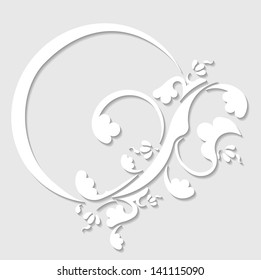 Paper oval frame in cut of paper style