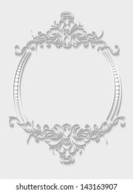 Paper oval frame in cut of paper style