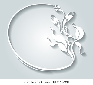 Paper oval frame in cut of paper style 