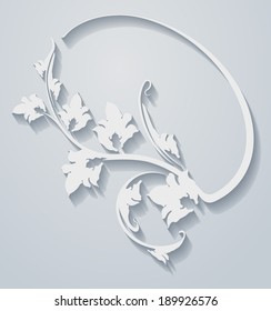 Paper oval frame in cut of paper style 
