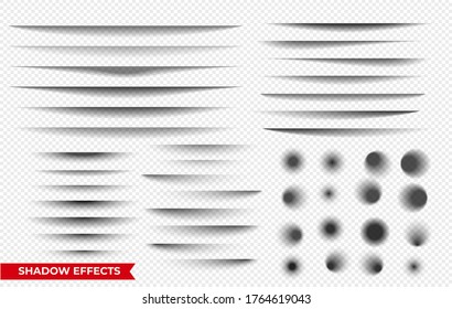 Paper & oval shadow effect. Realistic transparent overlay shadows isolated on transparent background.  vector illustration.