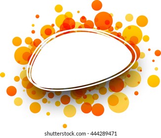 Fondo blanco ovalado de papel con gotas anaranjadas. Ilustración vectorial.