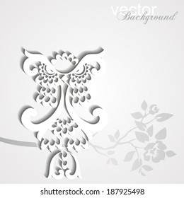 Paper owl with shadow. Trendy Design Template. vector illustration 