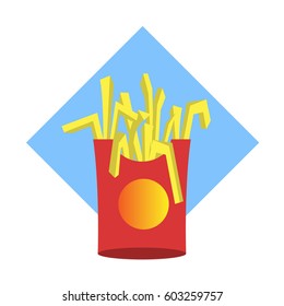 Paper Pack Of French Fries, Street Fast Food Cafe Menu Item Colorful Vector Icon
