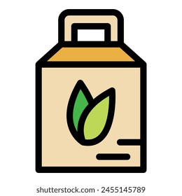 Vector de esquema de iconos de paquete de papel. Paquete de patatas. Caja de cereal color plano