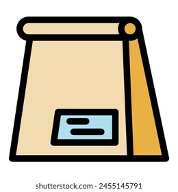 Paper pack icon outline vector. Snack package. Food bag color flat