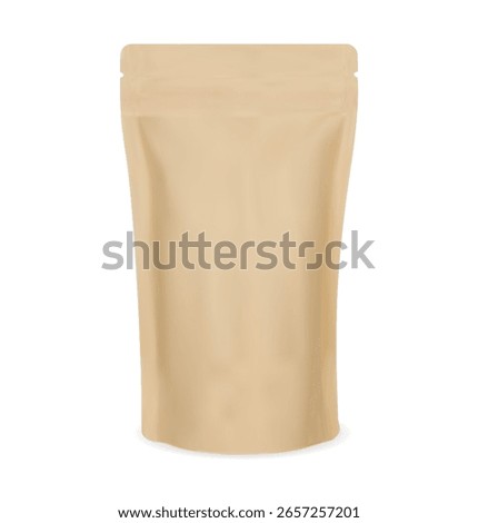 Paper package blank template. Craft pouch, snack zip pack. Tea packaging, healthy snack product advertising. Recycling cardboard packaging, spice brand merchandise. Clear label packet