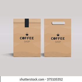 paper package design mock up template.cafe and restaurant packaging.  coffee badge logo 