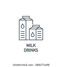 Paper package design outline flat icon. 1 and 0,5 liter of milk Single outline logo symbol web design mobile app. milk drinks in carton icon pictogram isolated on white background