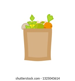 Paper package with food flat vector icon