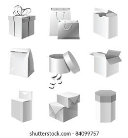 paper package icons set